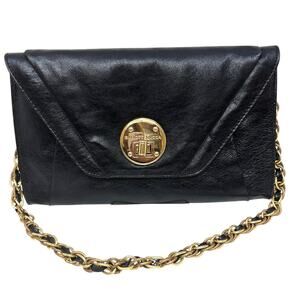 ELLIOTT LUCCA Black Leather Convertible Clutch Shoulder Bag Purse